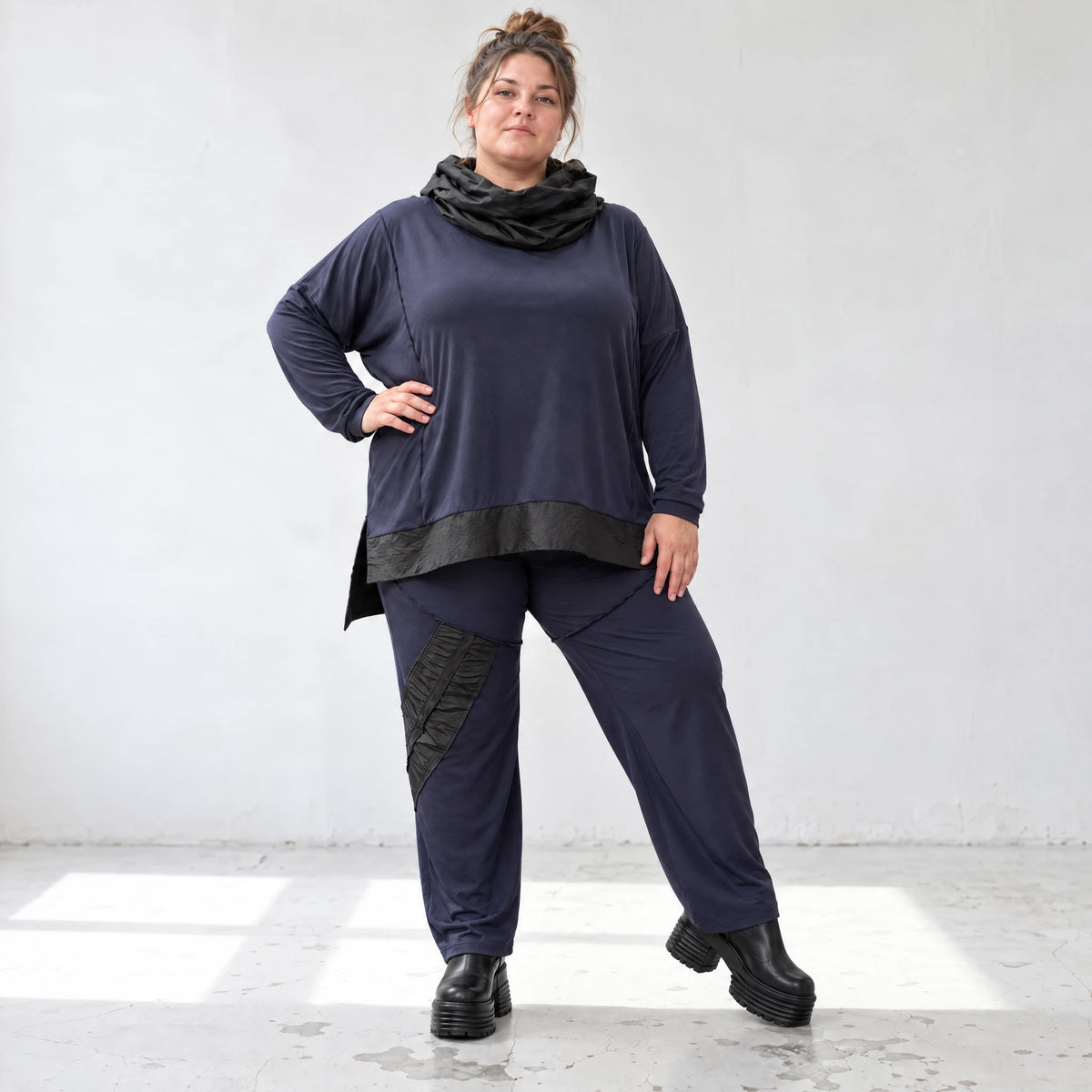 Jerseyhose mit Stretch und geradem Bein bequemer Bund weich fließend für kalte Tage