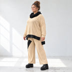 Rollkragenshirt aus Viskosejersey mit Taftdetail asymmetrisch vorne kurz hinten lang