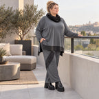 Wintershirt aus weichem Jersey mit Rollkragen Vokuhila Schnitt Taft und Seitenschlitzen