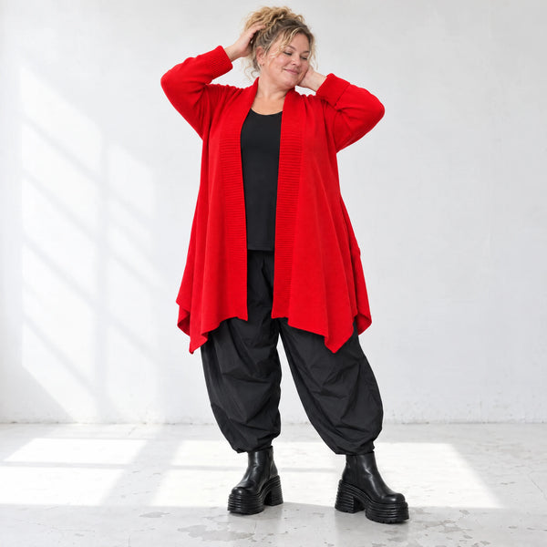 Cardigan aus reiner Baumwolle in A-Linie mit Stehkragen und Seitennahttaschen