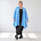 Baumwollstrick Cardigan in A-Linie mit Stehkragen langen Ärmeln und Seitentaschen