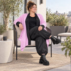 Strickcardigan aus Baumwolle in A-Linie mit Stehkragen und Memorytaft ohne Verschluss