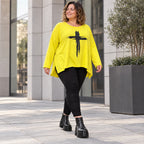 Langarmshirt in strahlendem Gelb aus weichem italienischem Stretchjersey mit A-Linie