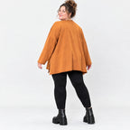 Braunes Langarmshirt mit fließender A-Linie und Rundhalsausschnitt aus Stretchjersey