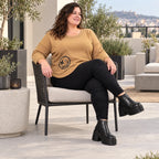 Basic Shirt in Camel aus weichem Stretchjersey mit 7/8-Arm und gerundeter Schnittform