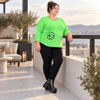 Grünes Shirt aus Stretchjersey mit Rundhalsausschnitt 7/8-Arm und aufgesetzten Taschen