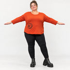 Shirt in Orange aus weichem Stretchjersey mit gerundetem Saum und aufgesetzten Taschen