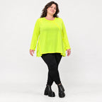 Langarmshirt in Neongelb aus feinem Stretchjersey mit Baumwolle und schmeichelnder A-Linie