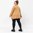 Langarmshirt in Camel mit weiter A-Linie aus weichem Stretchjersey für Alltagslooks