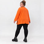 Langarmshirt in Orange aus weichem Stretchjersey mit Rundhalsausschnitt und A-Linie