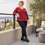Langarmshirt aus flauschigem Feinstrick in Rot/Weiß mit Rundhalsausschnitt und Taschen