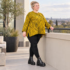 Kuscheliges Langarmshirt aus flauschigem Feinstrick in A-Linie mit Gelb/Schwarz Muster