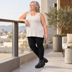 Ärmelloses Basic Top aus weichem Modal mit Stretch in Beige mit seitlichen Schlitzen