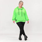 Grüner Hoody aus weichem Baumwolljersey mit Stretch Kapuze und gerader Schnittform