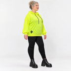 Hoody in Neongelb aus weichem Stretchjersey aus Italien mit Kapuze und gerader Passform