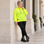 Hoody in Neongelb aus weichem Stretchjersey aus Italien mit Kapuze und gerader Passform