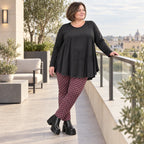 Karottenhose aus fließendem Bengaline in Fuchsia/Schwarz/Weiß mit elastischem Bund
