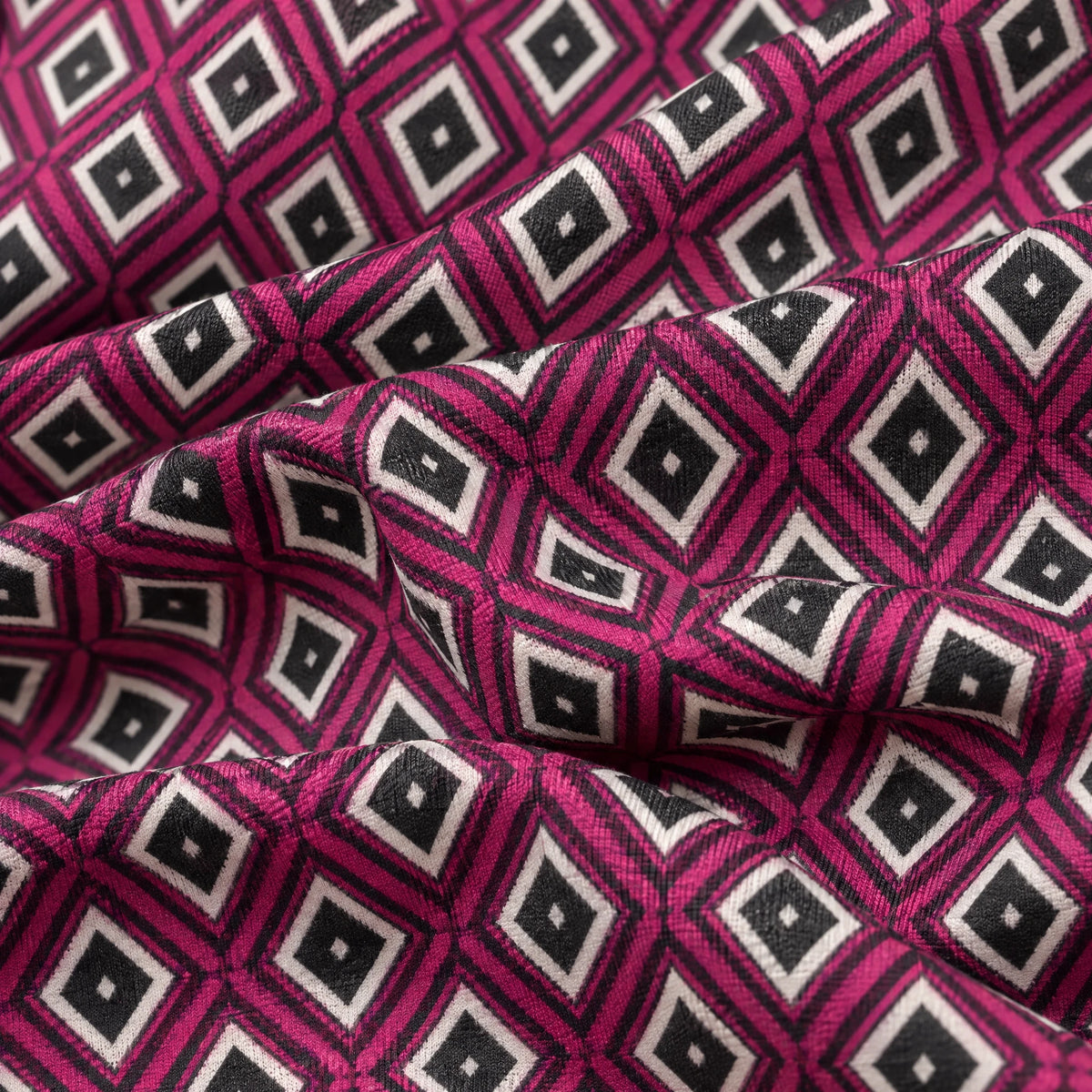 Karottenhose aus fließendem Bengaline in Fuchsia/Schwarz/Weiß mit elastischem Bund Stoff