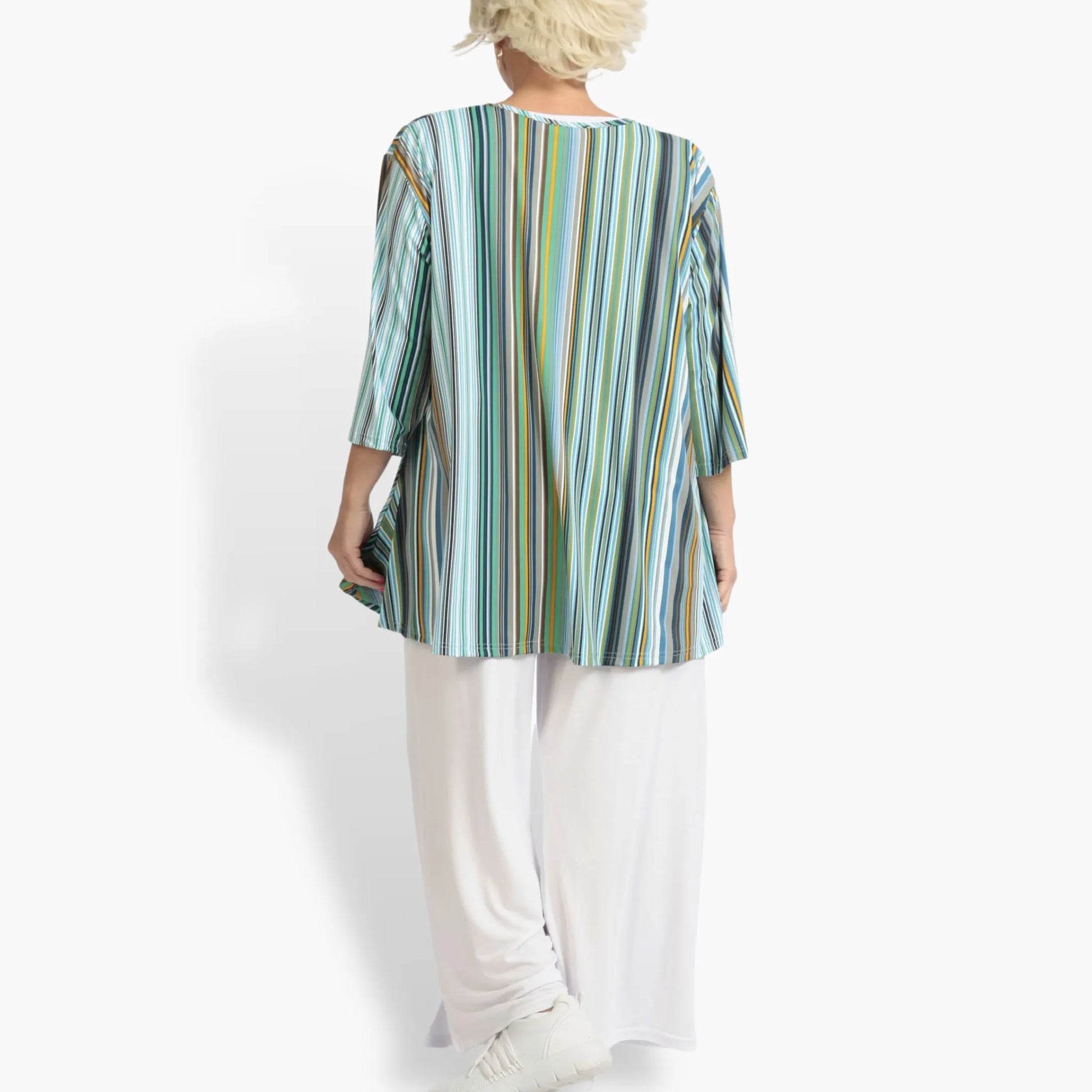  Shirt von AKH Fashion aus Materialmix in Glocken-Form, 1078.01892, Blau, Schick, Modern