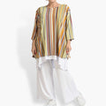  AKH Fashion Shirt in Glocken-Form, aus Materialmix, 1078.01892, Cognac, Streifen, Schick