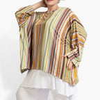  A-Form Bigshirt von AKH Fashion aus Materialmix, 1078.07552, Cognac, Streifen, Schick