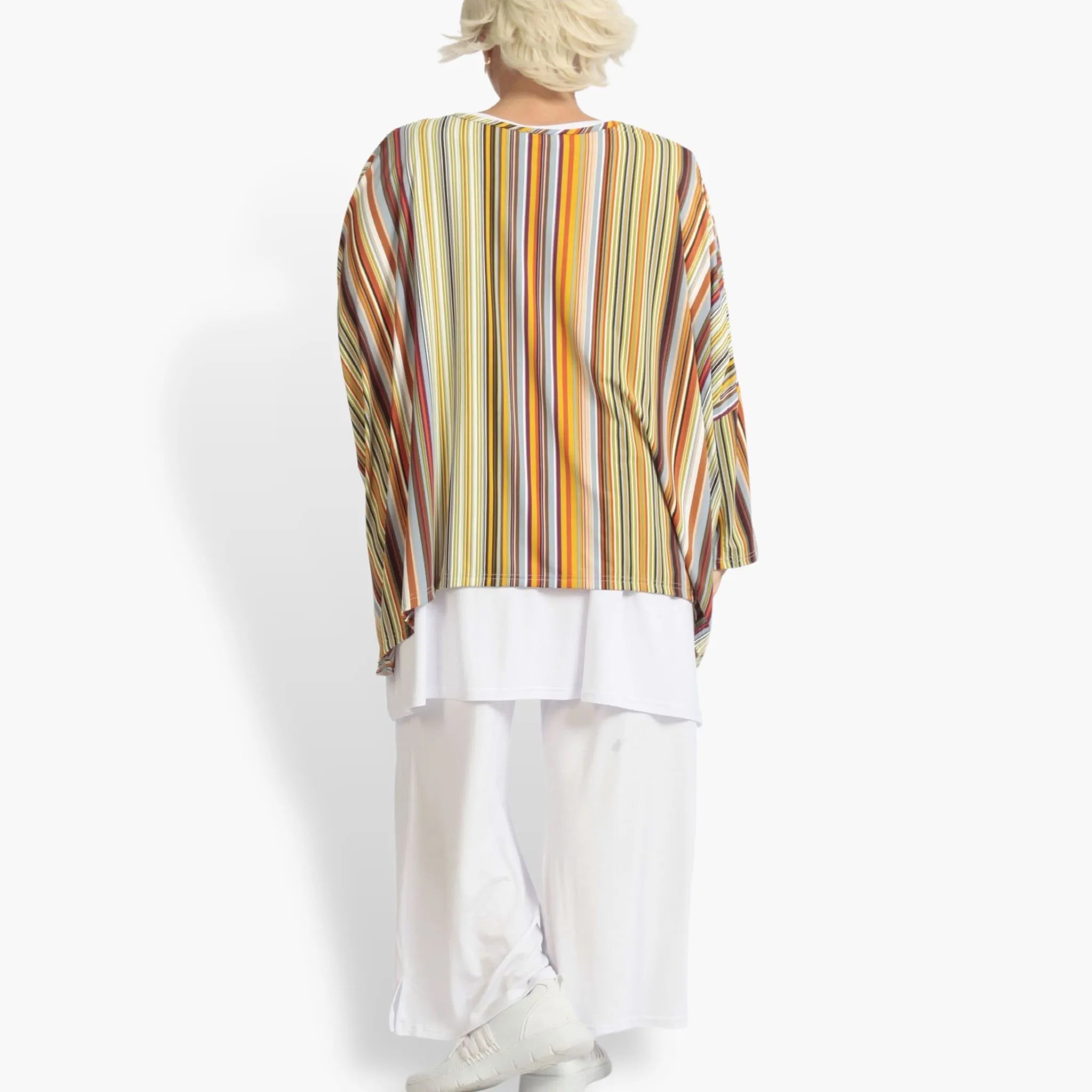  A-Form Bigshirt von AKH Fashion aus Materialmix, 1078.07552, Cognac, Streifen, Schick