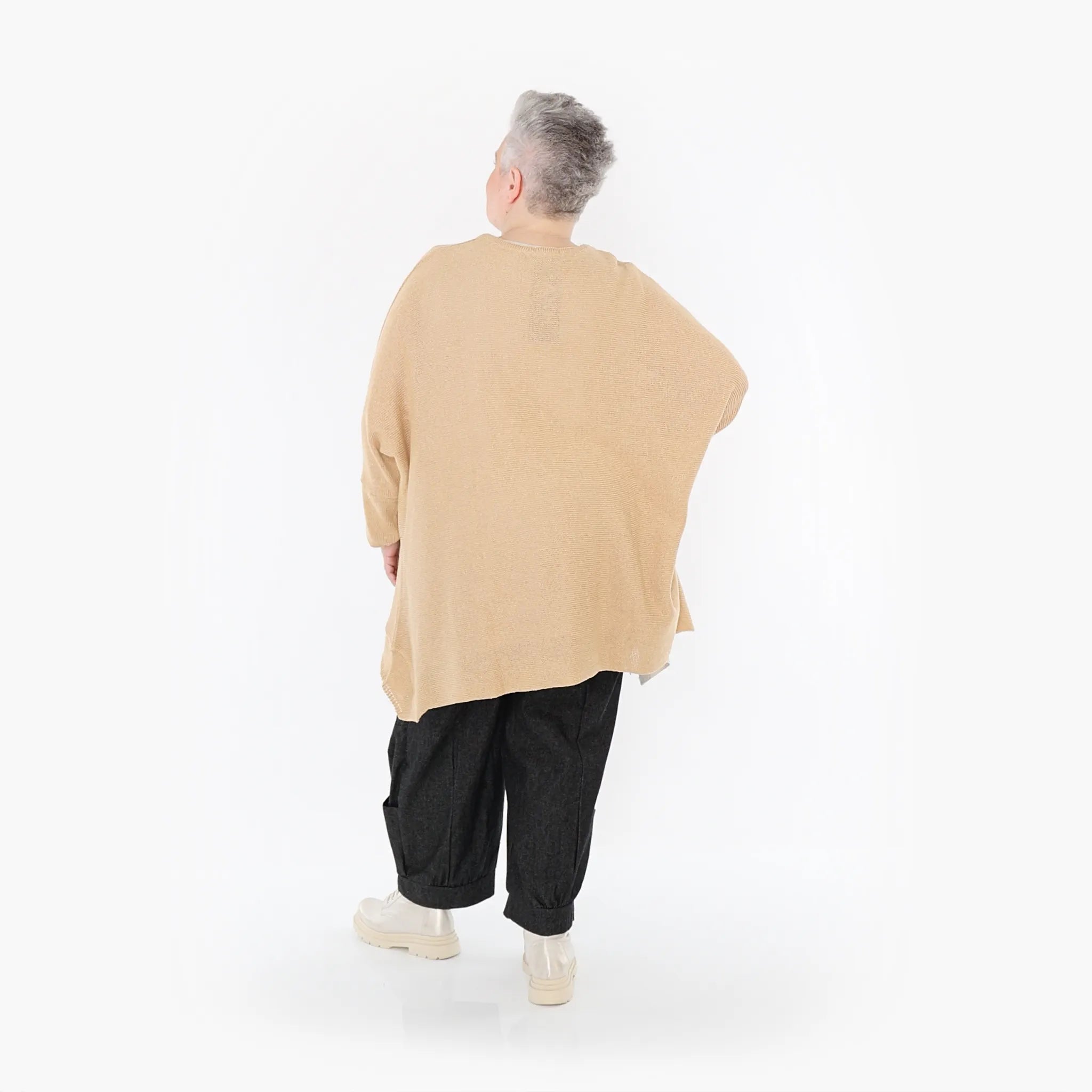  A-Form Bigshirt von AKH Fashion aus Baumwolle, 1110.02307, Beige, Ausgefallen, Zeitlos