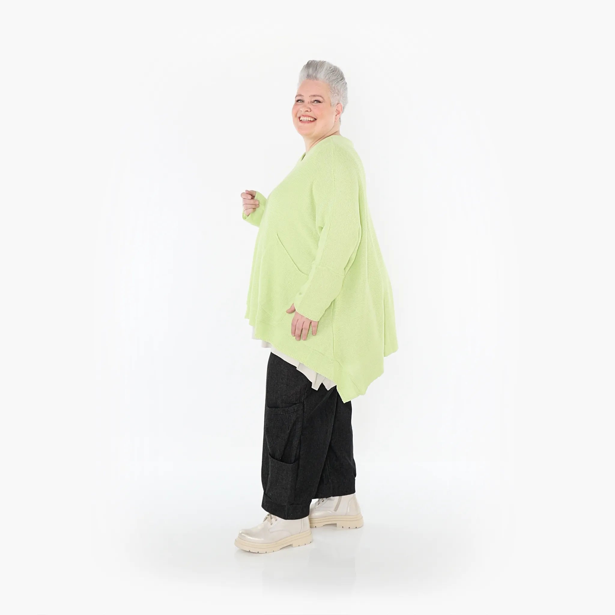  A-Form Bigshirt von AKH Fashion aus Baumwolle, 1110.02307, Lime, Ausgefallen, Zeitlos, Schick