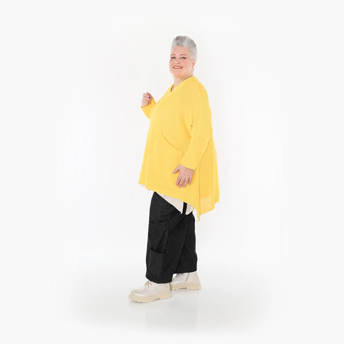  A-Form Bigshirt von AKH Fashion aus Baumwolle, 1110.02307, Gelb, Ausgefallen, Zeitlos, Schick