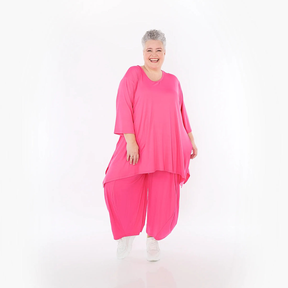  A-Form Bigshirt von AKH Fashion aus Viskose, 1233.01019, Fuchsia, Ausgefallen, Zeitlos