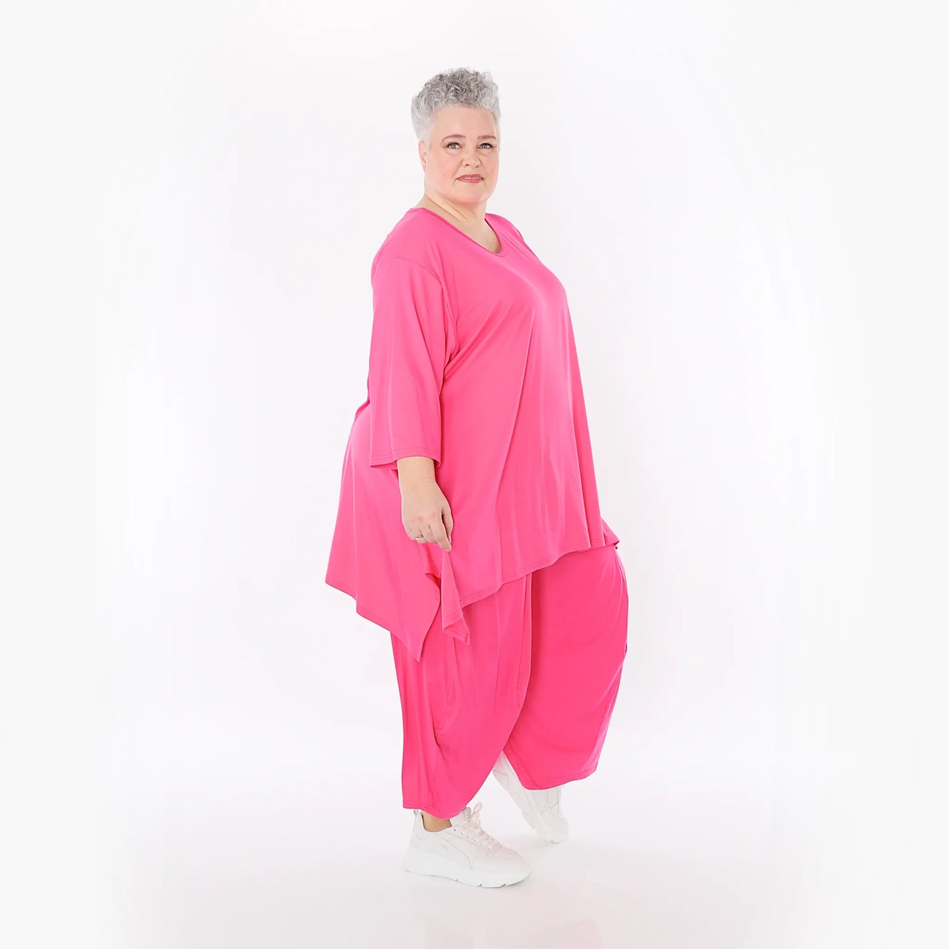  A-Form Bigshirt von AKH Fashion aus Viskose, 1233.01019, Fuchsia, Ausgefallen, Zeitlos