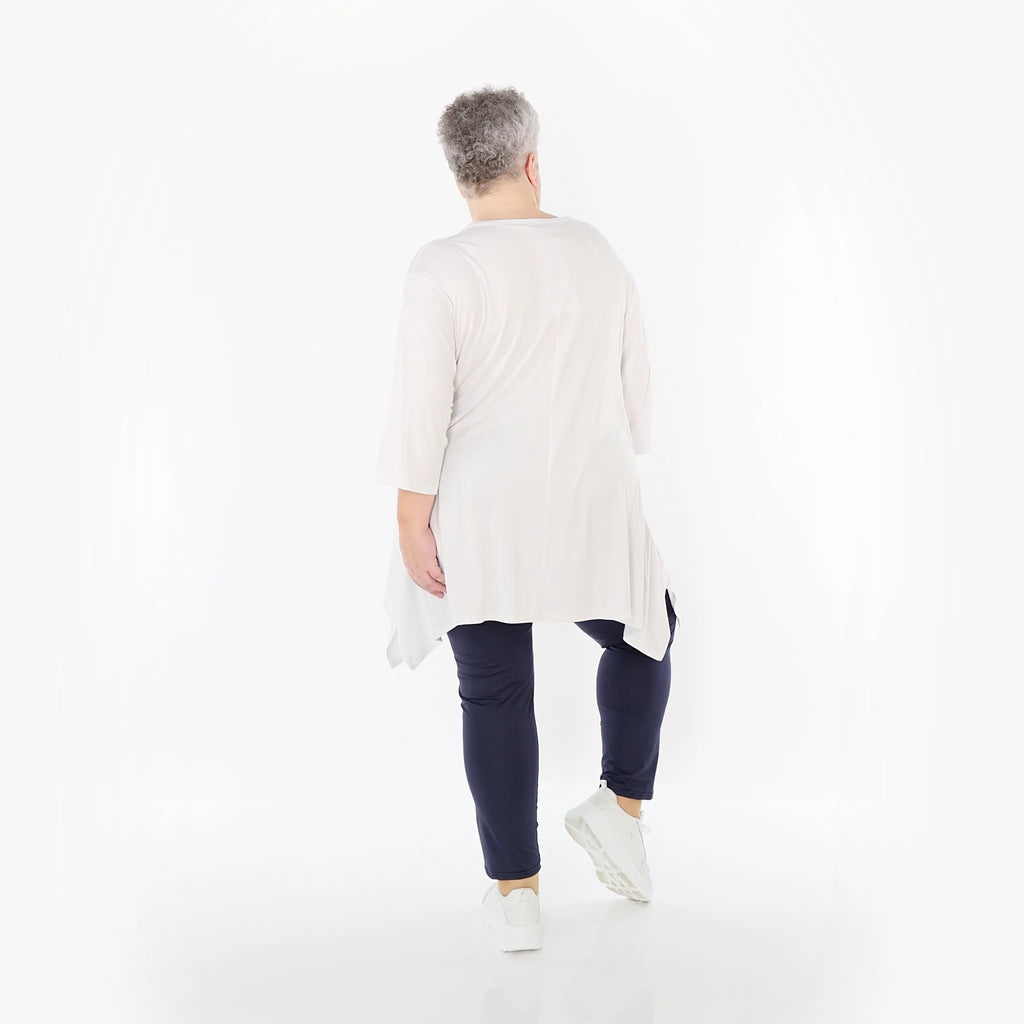  A-Form Bigshirt von AKH Fashion aus Viskose, 1233.01019, Weiß, Ausgefallen, Zeitlos, Schick