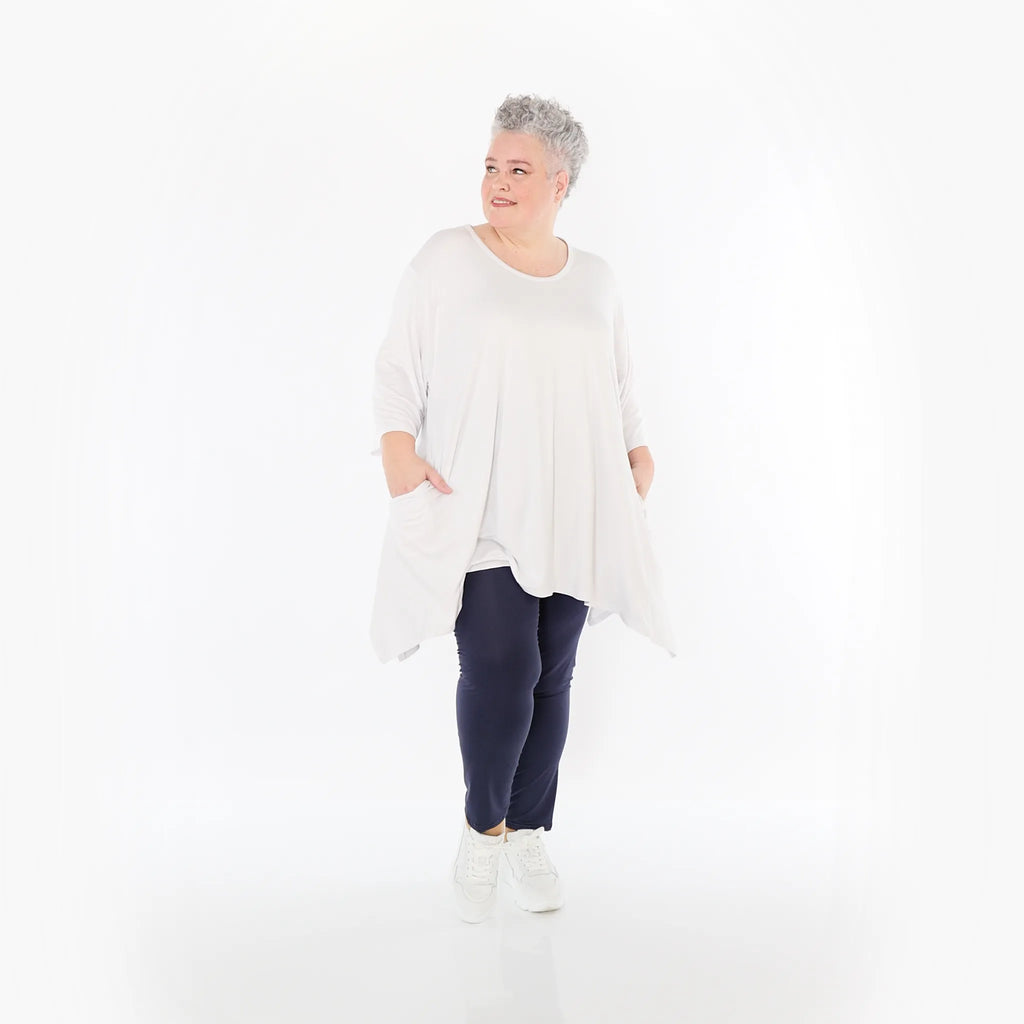  A-Form Bigshirt von AKH Fashion aus Viskose, 1233.01019, Weiß, Ausgefallen, Zeitlos, Schick