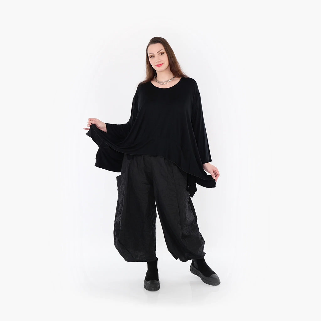  A-Form Bigshirt von AKH Fashion aus Viskose, 1233.01078, Schwarz, Schick, Modern, Bequem