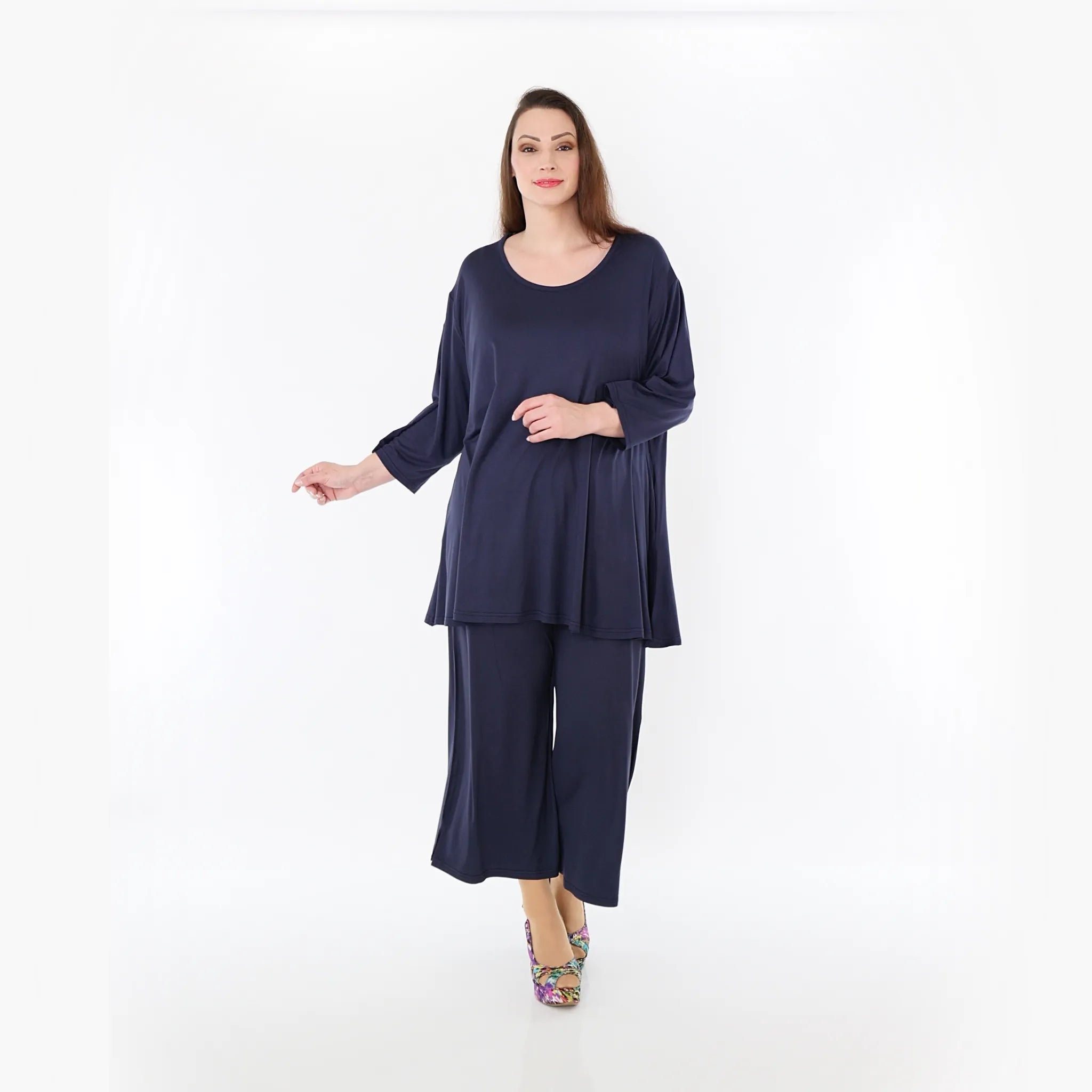  AKH Fashion Bigshirt in Glocken-Form, aus Viskose, 1233.01892, Marine, Ausgefallen, Zeitlos