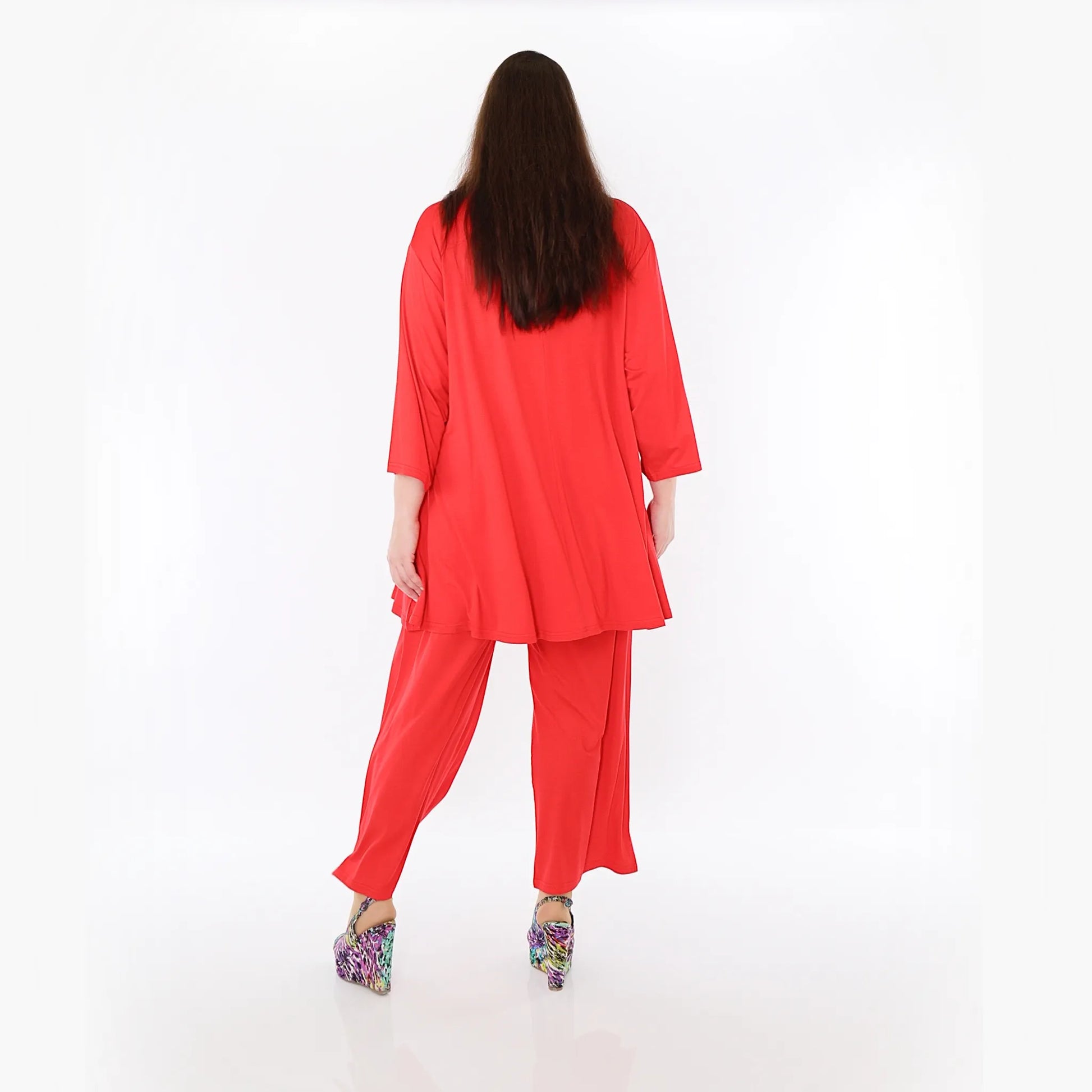  AKH Fashion Bigshirt in Glocken-Form, aus Viskose, 1233.01892, Rot, Ausgefallen, Zeitlos