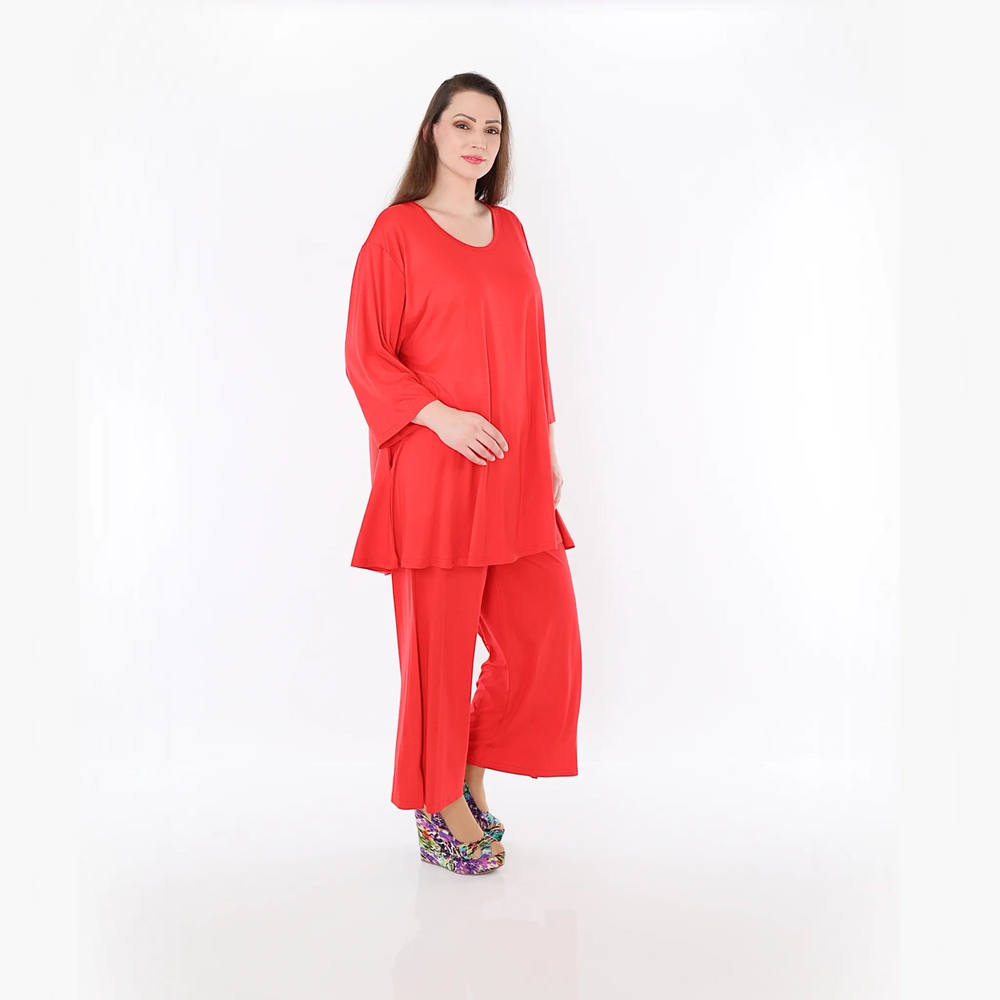  AKH Fashion Bigshirt in Glocken-Form, aus Viskose, 1233.01892, Rot, Ausgefallen, Zeitlos