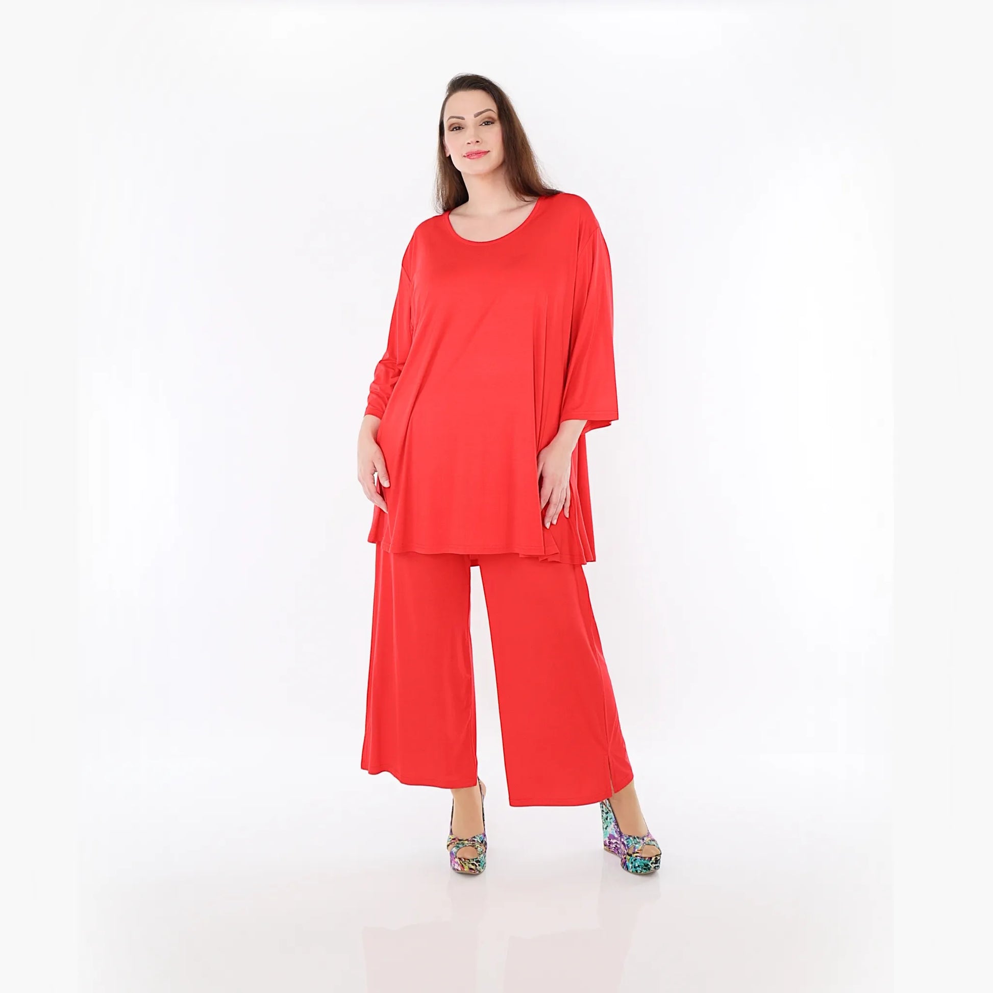  AKH Fashion Bigshirt in Glocken-Form, aus Viskose, 1233.01892, Rot, Ausgefallen, Zeitlos