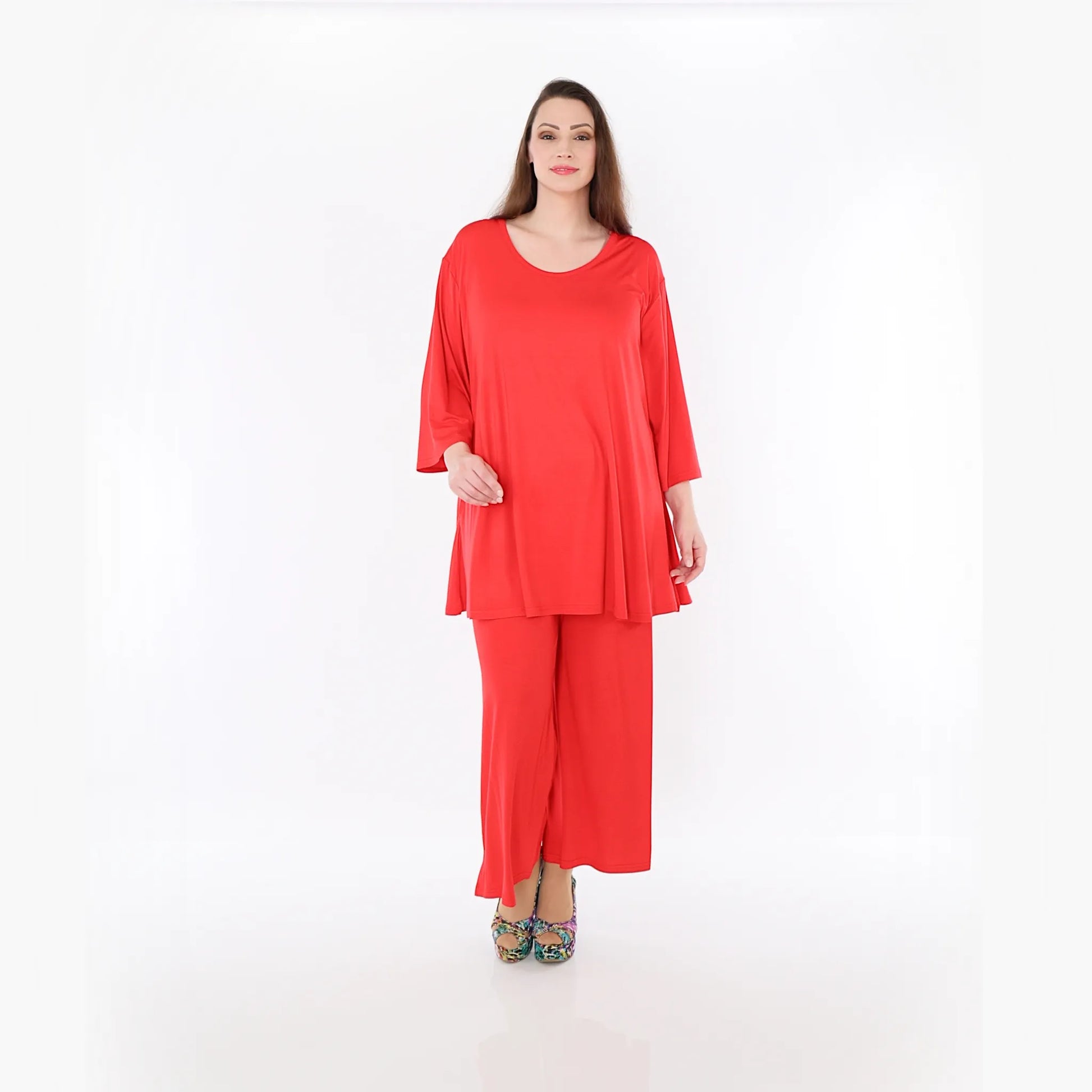 AKH Fashion Bigshirt in Glocken-Form, aus Viskose, 1233.01892, Rot, Ausgefallen, Zeitlos