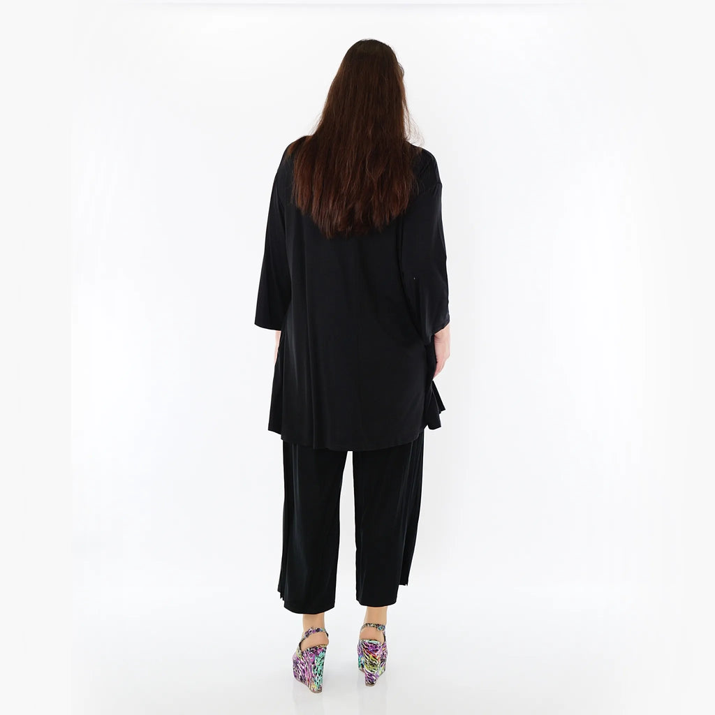 AKH Fashion Bigshirt in Glocken-Form, aus Viskose, 1233.01892, Schwarz, Ausgefallen, Zeitlos