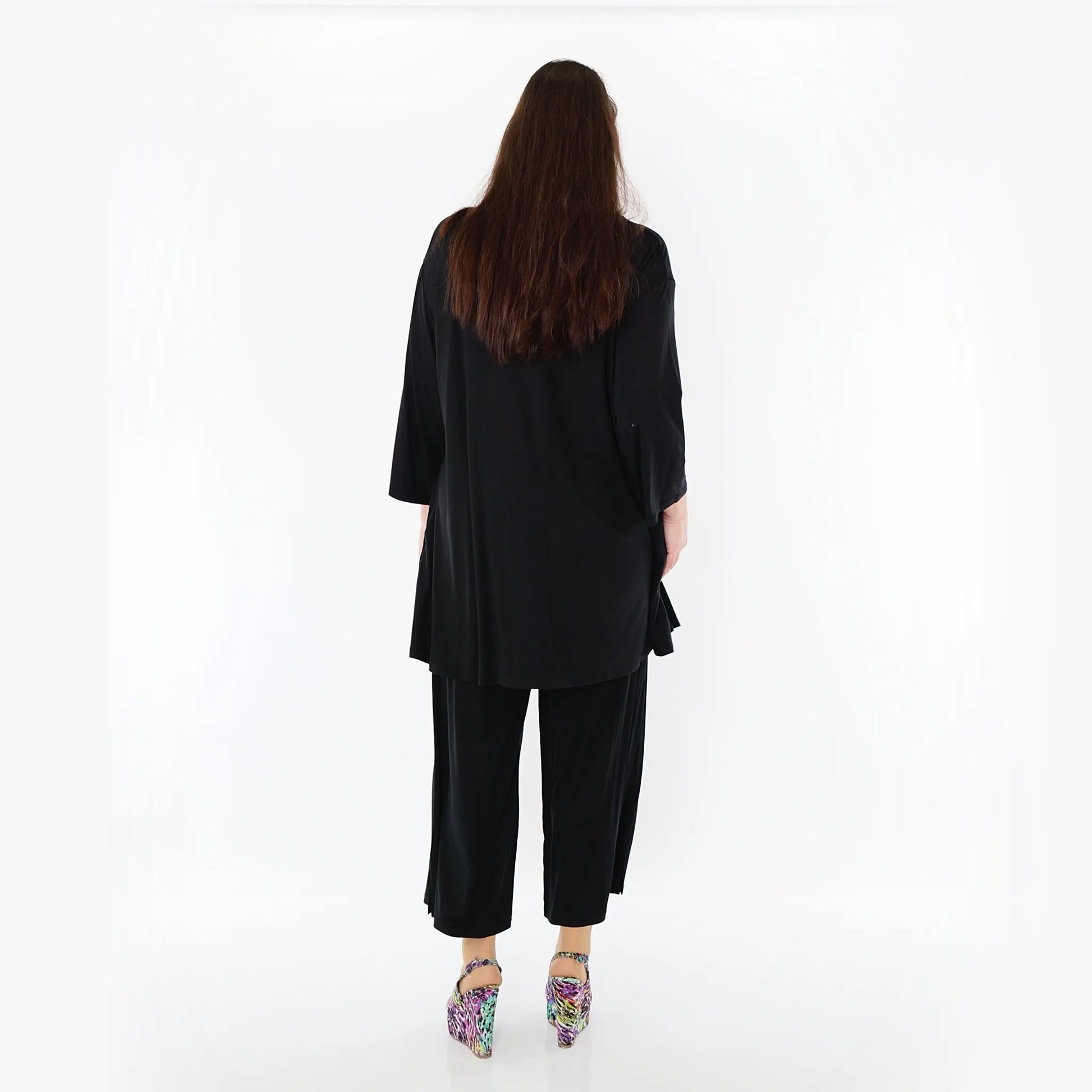  AKH Fashion Bigshirt in Glocken-Form, aus Viskose, 1233.01892, Schwarz, Ausgefallen, Zeitlos