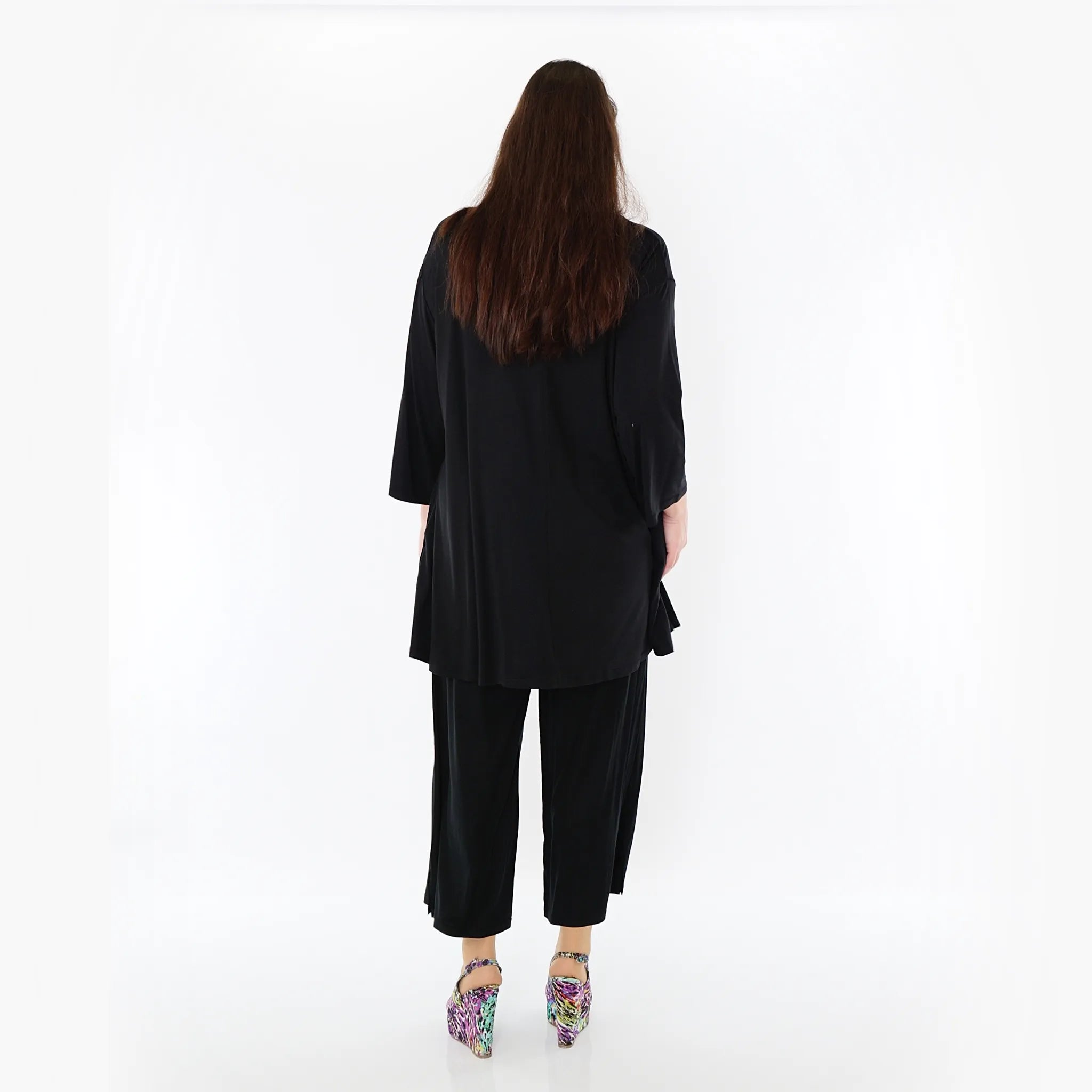  AKH Fashion Bigshirt in Glocken-Form, aus Viskose, 1233.01892, Schwarz, Ausgefallen, Zeitlos