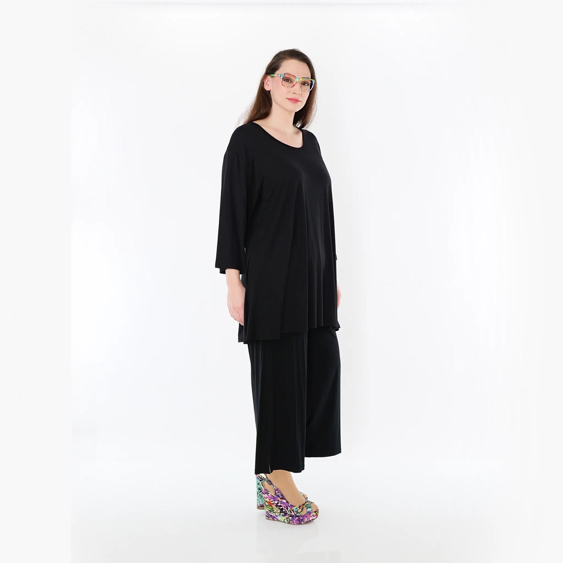  AKH Fashion Bigshirt in Glocken-Form, aus Viskose, 1233.01892, Schwarz, Ausgefallen, Zeitlos
