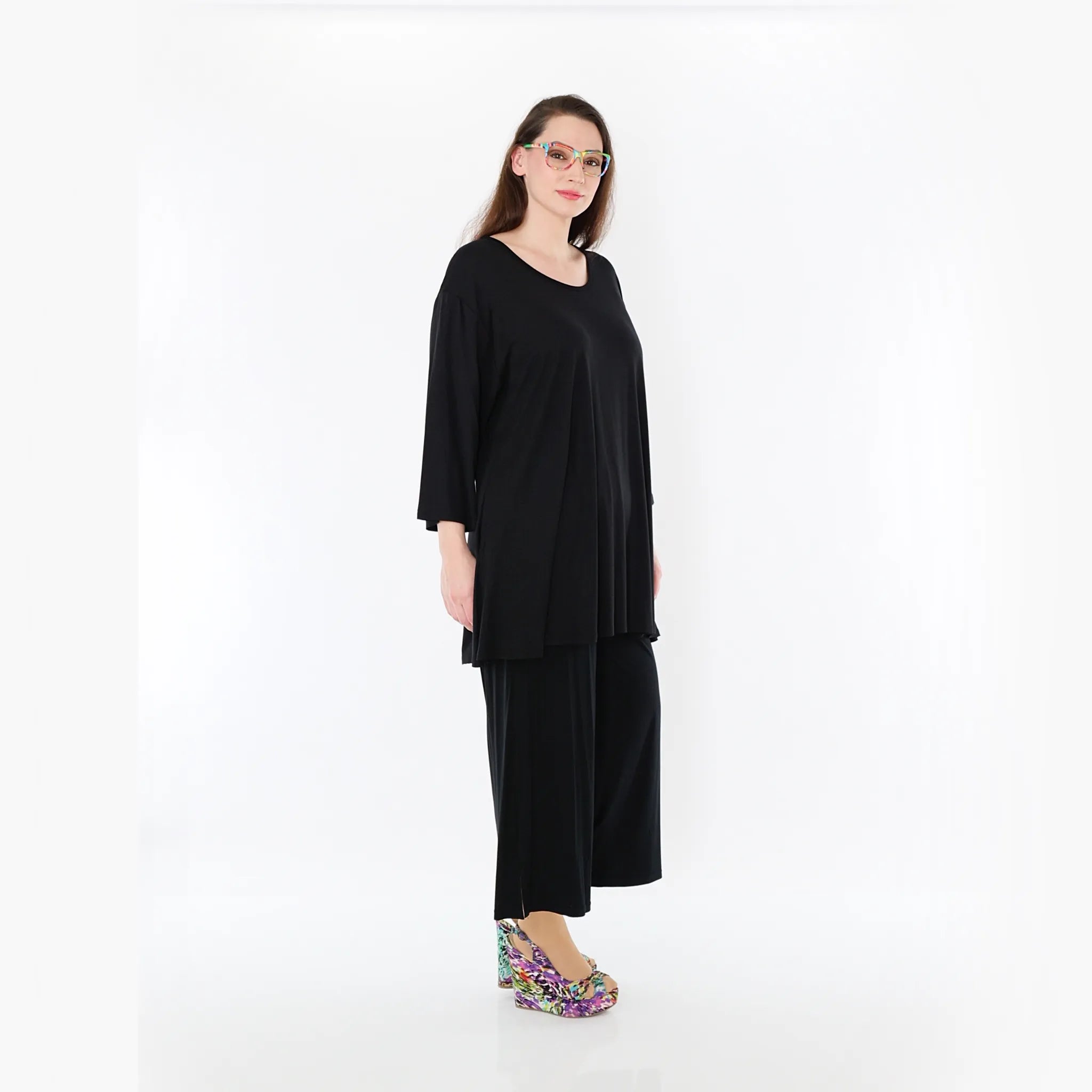  AKH Fashion Bigshirt in Glocken-Form, aus Viskose, 1233.01892, Schwarz, Ausgefallen, Zeitlos