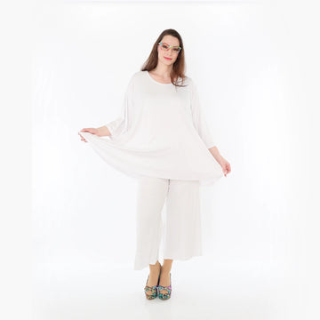  AKH Fashion Bigshirt in Glocken-Form, aus Viskose, 1233.01892, Weiß, Ausgefallen, Zeitlos