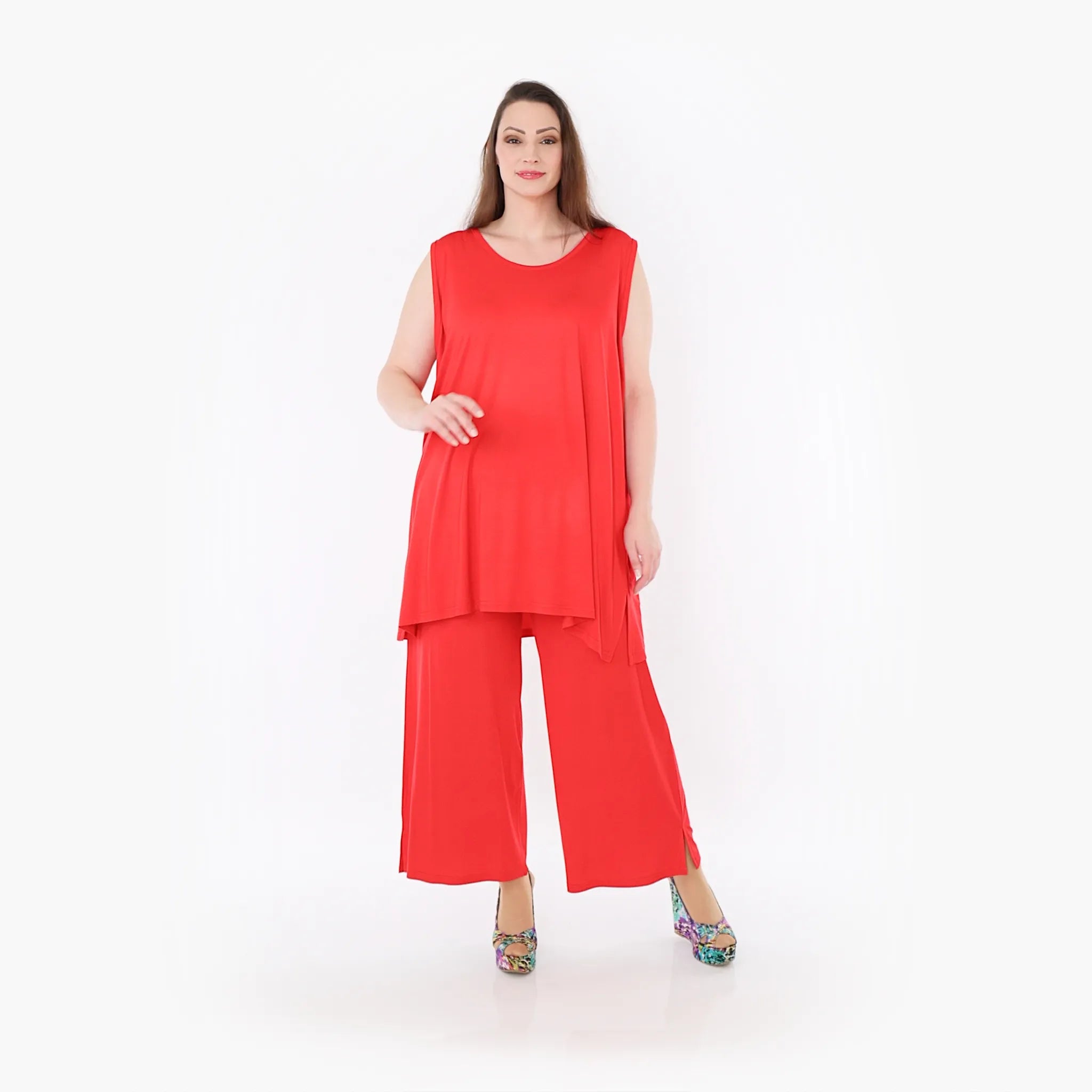 AKH Fashion Hose in gerader Form, aus Viskose, 1233.00225, Rot, Ausgefallen, Zeitlos
