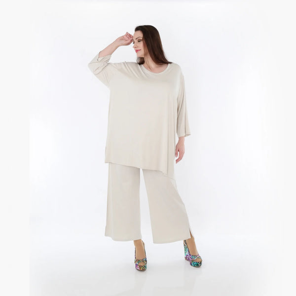  AKH Fashion Bigshirt in gerader Form, aus Viskose, 1233.07054, Beige, Ausgefallen, Zeitlos