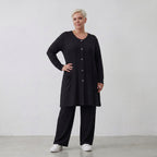 Elegante schwarze Jacke aus weichem Viskosejersey mit schmeichelndem Schnitt Knopfleiste