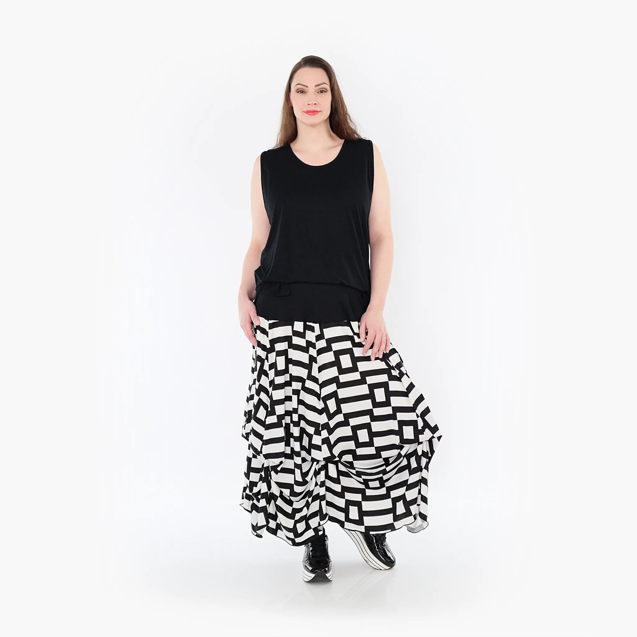  Ballonrock von AKH Fashion aus Materialmix, 1314.07559, Weiß/Schwarz, Kariert, Schick