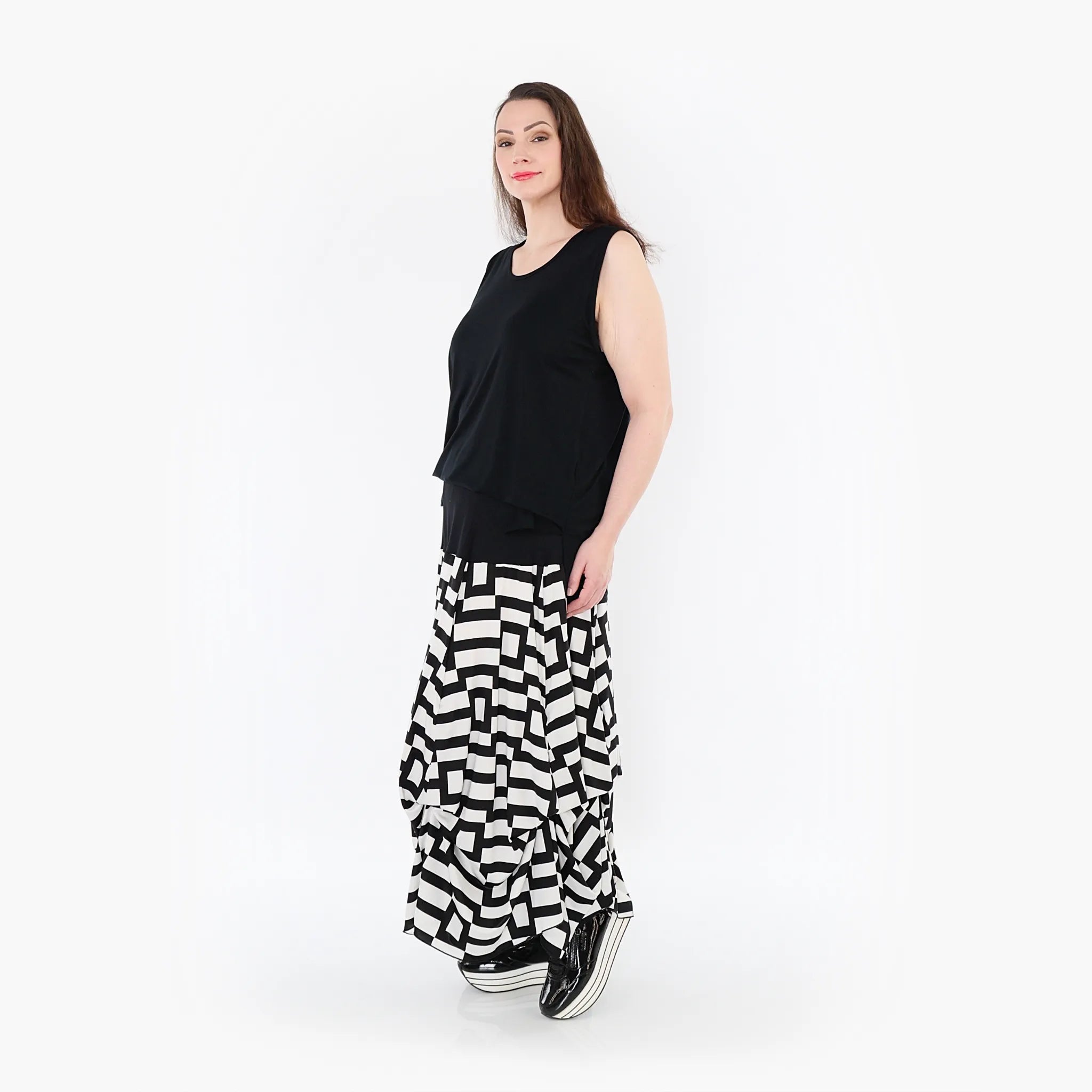  Ballonrock von AKH Fashion aus Materialmix, 1314.07559, Weiß/Schwarz, Kariert, Schick